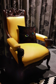 Black velvet cushion cover Cat  DARK BEAUTY