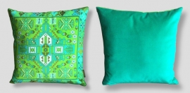 Green velvet cushion cover TOURMALINE