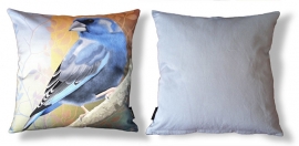 Bird cushion cover cotton or velvet BLUEFINCH