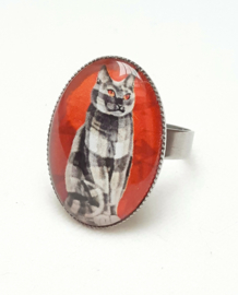 Anillo cabujón gato CALICO