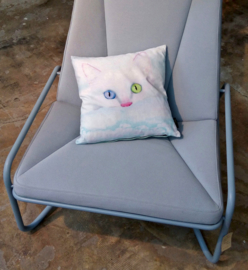 Housse coussin chat velours Blanche BLANCHE-NEIGE