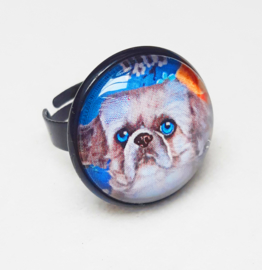 Cabochon ring dog SHIZI