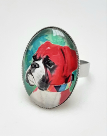 Cabochonring hund BOXER