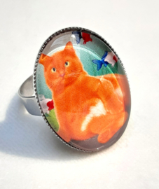 Anillo cabujón gato KING CAT