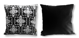 Black-grey-white velvet cushion cover SACRED IBIS