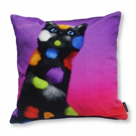 Housse coussin chat velours Pourpre LUDIQUE CHAT 