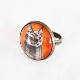 Anello cabochon gatto CALICO