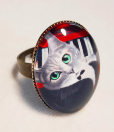 Cabochonring katt NORA