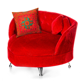 Red velvet cushion cover AFTERGLOW