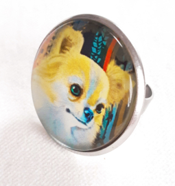 Anillo cabujón perro BLONDIE