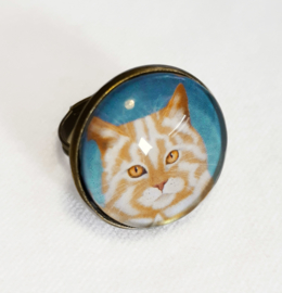 Anillo cabujón gato MACCHIATO