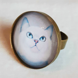 Cabochon ring cat ADONIS