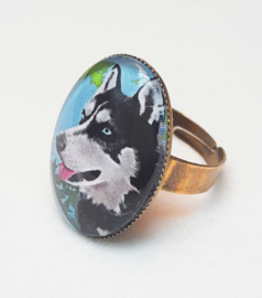 Bague cabochon chien IGOR