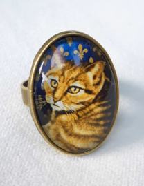 Cabochonring katt GOLDIE