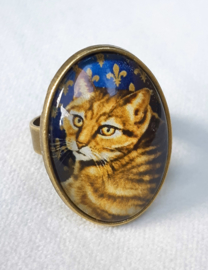 Cabochon ring cat GOLDIE