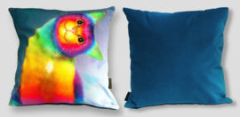 Multicolor velvet cushion cover Cat RAINBOW CAT