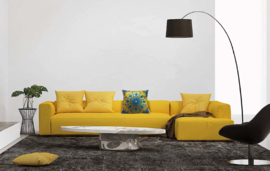 Yellow velvet cushion cover BUTTERCUP