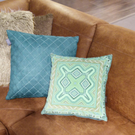 Turquoise velvet cushion cover PATINA