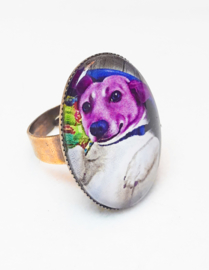 Cabochon ring dog FAFFIE