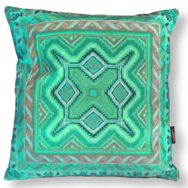 Turquoise velvet cushion cover PATINA