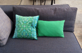 Green velvet cushion cover GREEN HUMMINGBIRD