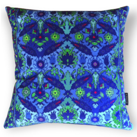 Blue velvet cushion cover BLUE BINDWEED