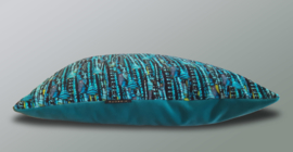 Turquoise velvet cushion cover EMPEROR DRAGONFLY