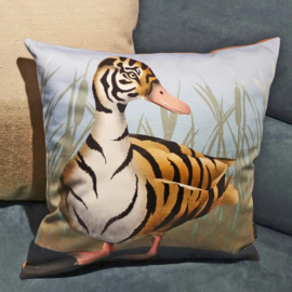 Housse coussin Oiseau coton ou velours  CANARD TIGREE