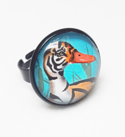 Cabochon ring bird TIGER DUCK