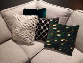 Black velvet cushion cover MAGPIE FEATHERS