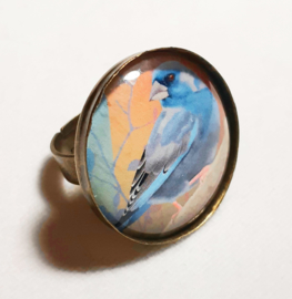 Cabochonring vogel BLAUWLING