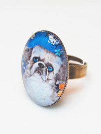 Cabochon ring dog SHIZI