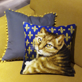 Funda cojín terciopelo gatto Azul-Dorado GOLDIE 