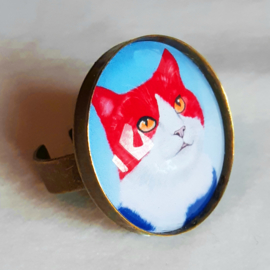 Bague cabochon chat KING CAT