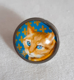 Cabochon ring cat BLUE EYE