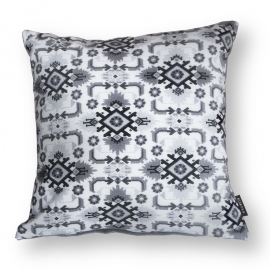 Black-grey-white velvet cushion cover AVOCET