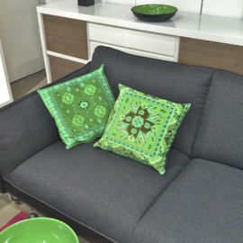 Housse coussin velours Verte PRINTEMPS