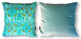 Turquoise velvet cushion cover CARIBBEAN