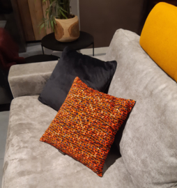 Orange velvet cushion cover FIRE BUGS