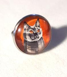 Anello cabochon gatto CALICO