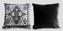 Black-grey-white velvet cushion cover ONYX