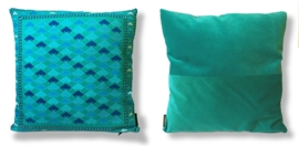 Turquoise fluwelen kussenhoes ZWEMBAD