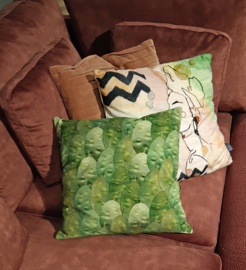 Green velvet cushion cover HONESTY