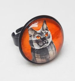 Anello cabochon gatto CALICO