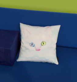 White velvet cushion cover Cat SNOW WHITE 