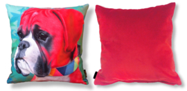 Housse coussin velours Rouge Chien BACO