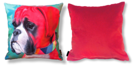 Dog throw pillow BACO red velvet pillow case