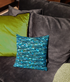 Turquoise velvet cushion cover EMPEROR DRAGONFLY