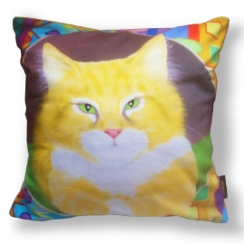 Yellow velvet cushion cover Cat EASTER CAT