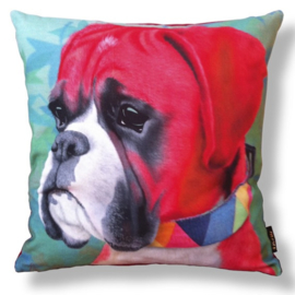 Housse coussin velours Rouge Chien BACO